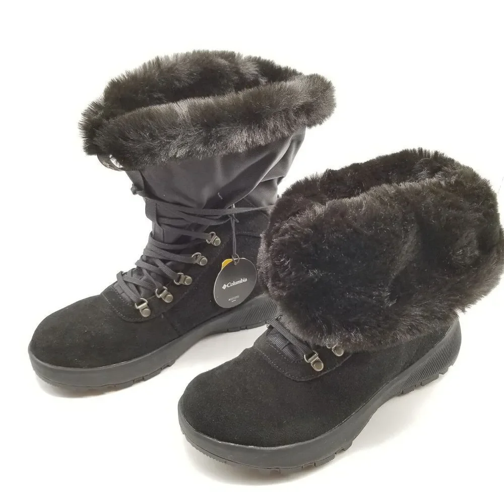 Columbia Womens‎ Slopeside Village Omni-Heat Hi Snow Boots Size 7  8 Black/Mud